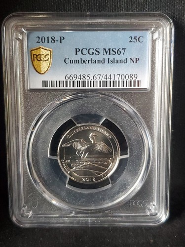2018-P Cumberland Island NP Quarter PCGS MS67 Gold Shield Label - Picture 2 of 3