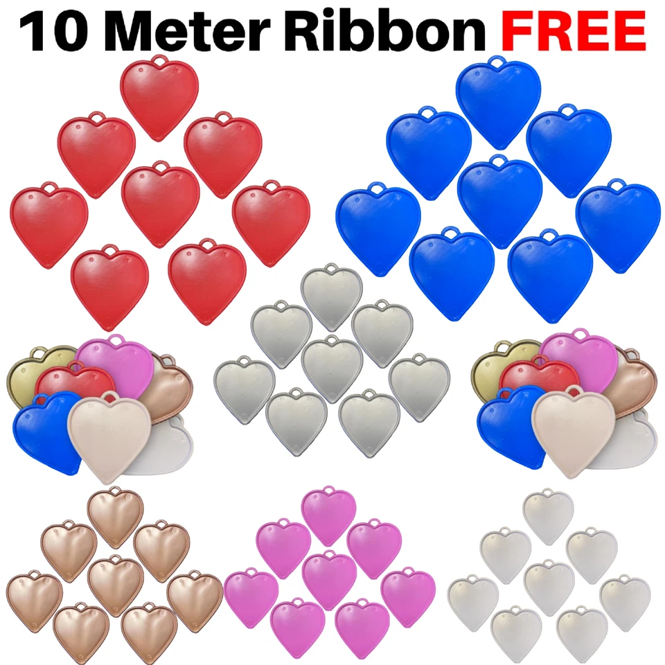 Balloon Weight HELIUM Plastic Heart Weights Quality Ribbons WEDDING Party DECOR