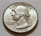 1964 Washington Quarter • AU Slider Look 90% Silver • Strong Detail NMM  X40