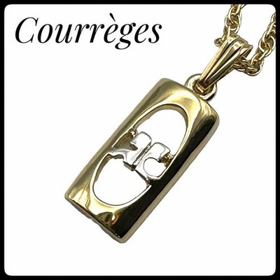 Courreges Logo Halskette Gold Vintage Y2K Korean Style Unisex Accessoire