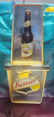 Vintage 1960s Large Lighted FALSTAFF Beer Sign Bar Man Cave MCM w/ BOTTLE WOW