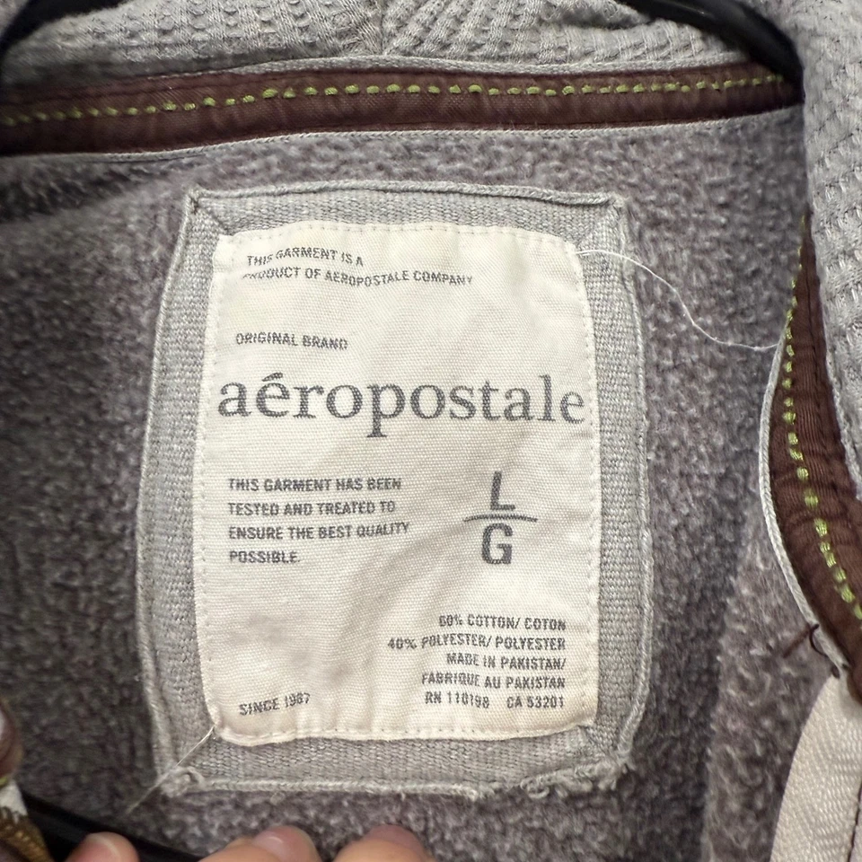 Aeropostale Mujer Marrón Cremallera Completa Sudadera con Capucha Logo Atlético Talla L Foto 4 de 4