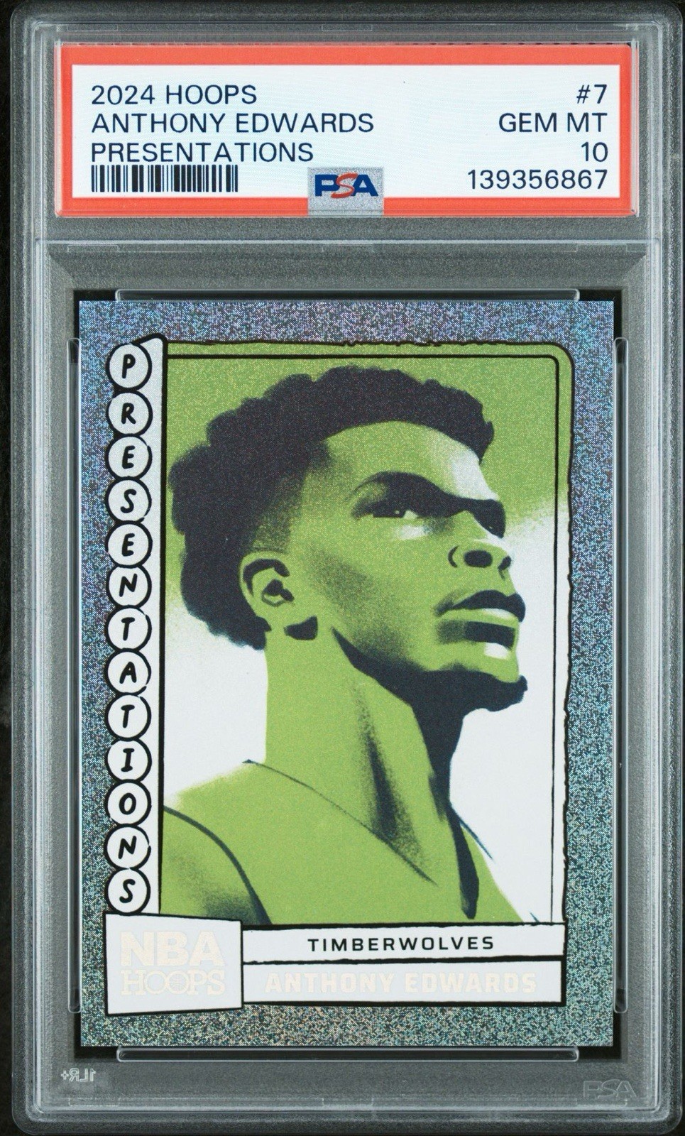 2024 PANINI NBA HOOPS PRESENTATIONS #7 ANTHONY EDWARDS PSA 10