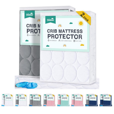 Crib Mattress Protector Waterproof Quilted Cover for Toddler Bed 2 Pack 28''x52''