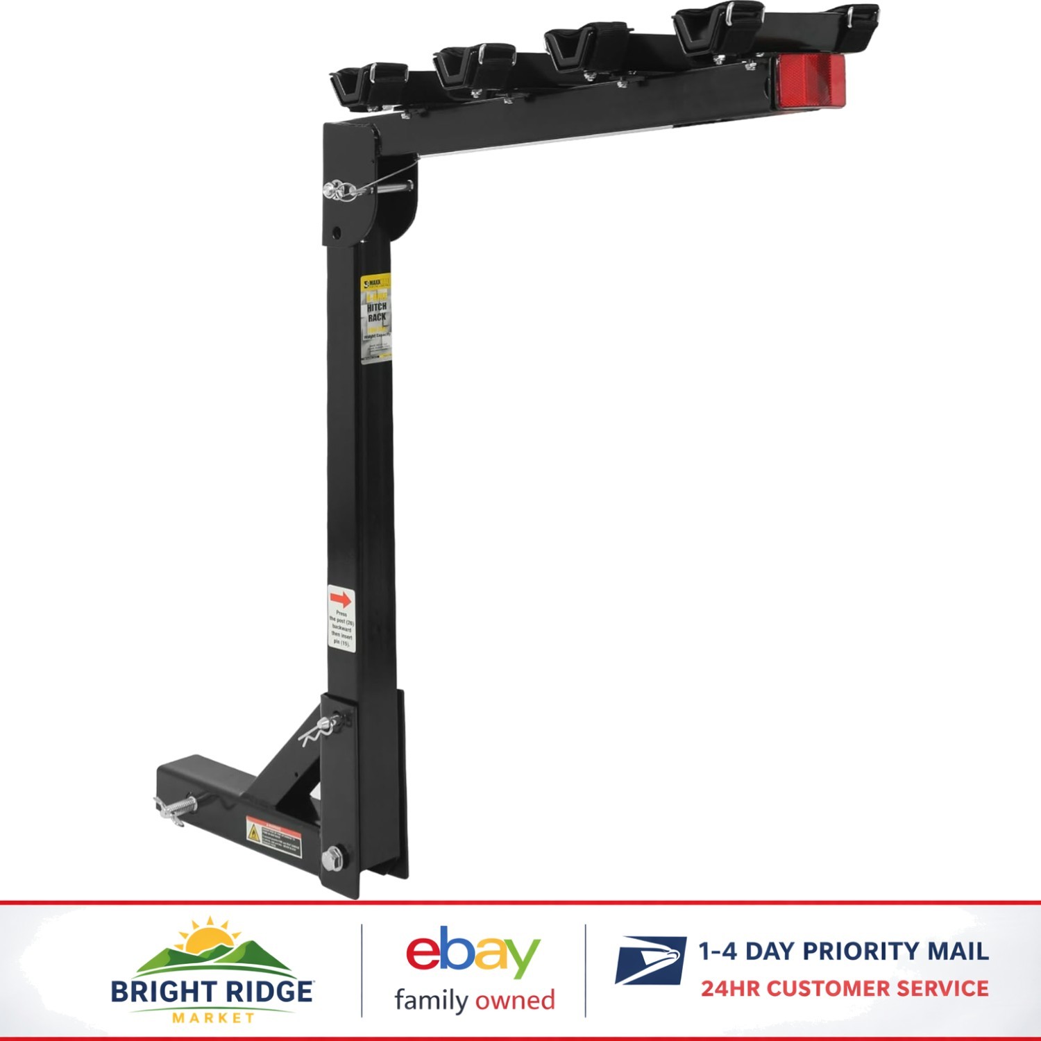 150 lb Capacity Bike Rack, Easy Install Hitch Mount for 4 Bi