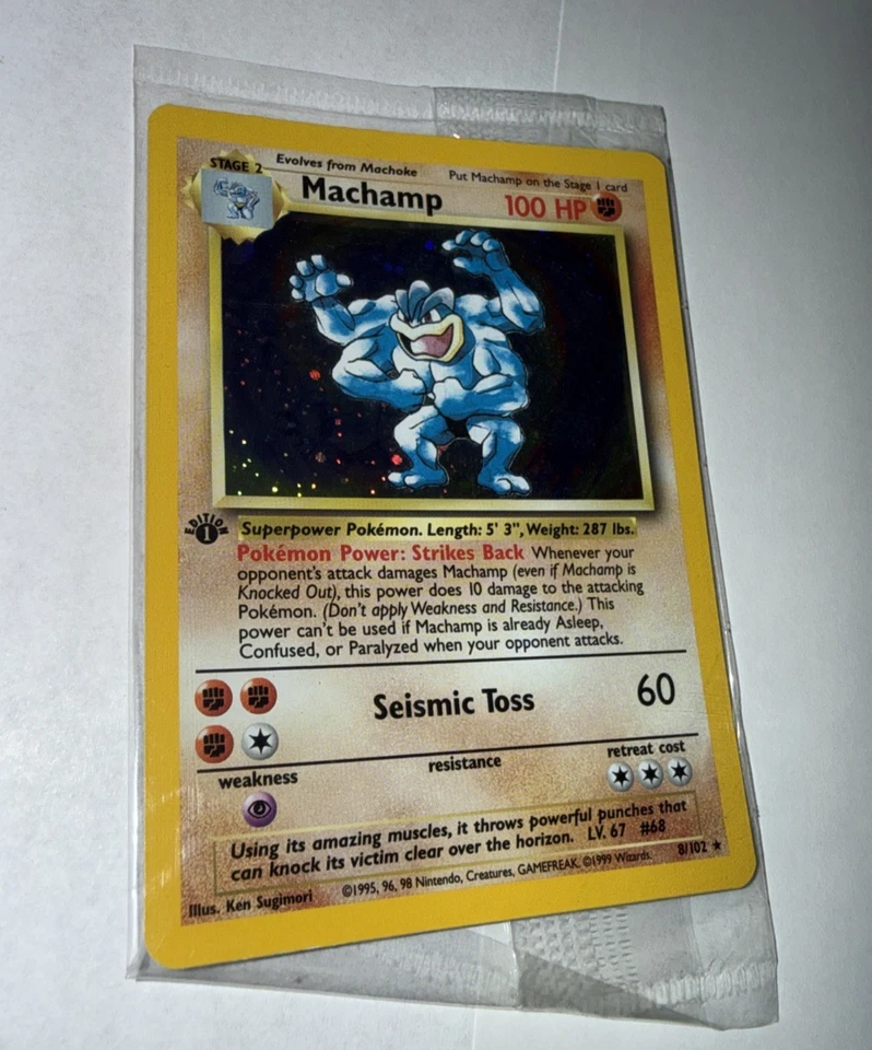 Pokémon TCG Machamp Base Set 8/102 Holo 1st Edition Holo Rare Sealed Comos 1999 - Image 4 of 4