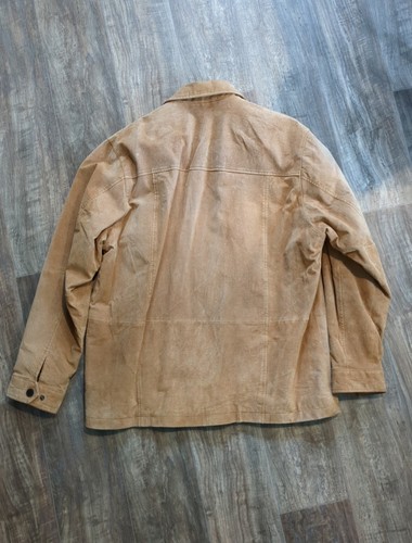Vintage Boston Harbour Brown Suede Leather Bomber Jacket Full Zip Men’s Large - Picture 4 of 11