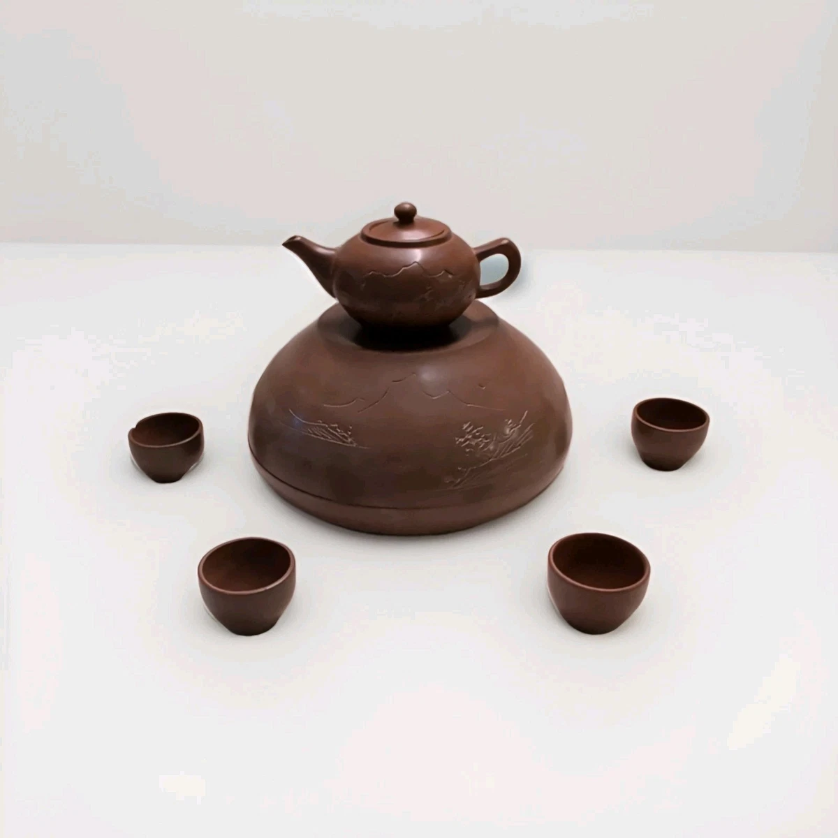唐物鳥泥般若心経刻急須】 中國宜興義砂壺煎茶道具 唐物鳥泥般若心経刻急須】 中國宜興義砂壺煎茶道具