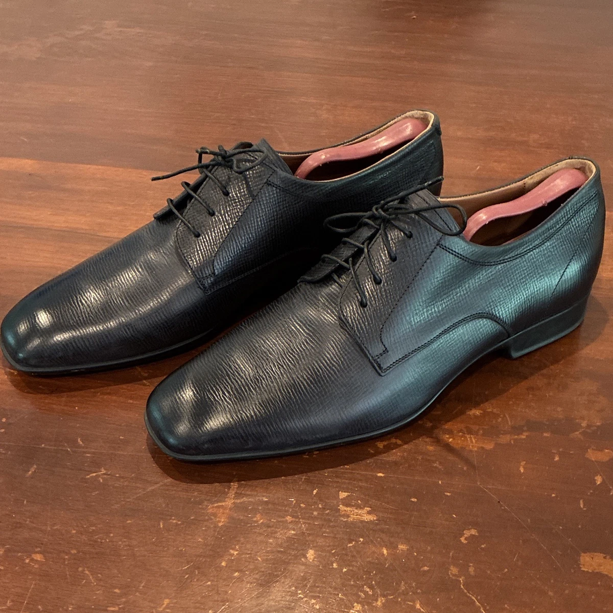 Salvatore Ferragamo Mens Tan Pebble Grain Leather Derby Vibram Sole Shoes 13 D Salvatore Ferragamo Brown Leather Derby Shoes US 9D Lug Sole main image 2