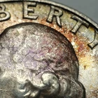 1964 25c Silver Washington Quarter - Rare Purple Rainbow Toning - BU - SKU-Y6147