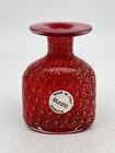 Vtg Murano Glass Bud Vase Italian Hand Blown 2.75”T Red Gold Flecks Bulicante