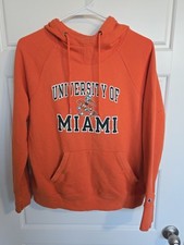 Vintage Rare Champion Hoodie Sweatshirt University Of Miami Florida Hurricanes L