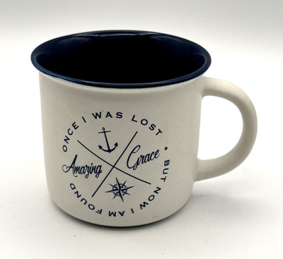 We have this Hope as an Anchor for the Soul Mug Blue White Gold Christian Art