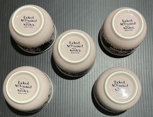 5 Nandos Dip Bowls 'Licked not Nicked' Dusky Pink and Black 5cm x 8.5cm - Picture 6 of 7