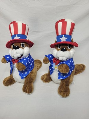 Buc-ees Biber, 4. Juli USA Patriotische Sterne Streifen Plüsch 2 Stück