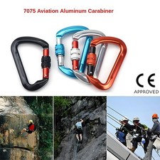 30KN Heavy Duty Screwgate Locking Carabiner D-Ring Clip Hook for Climbing Caving