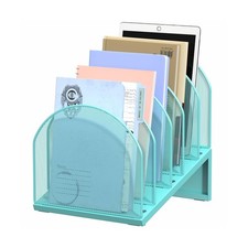 OUTIOE 5-Section Desk File Organizer, Metal Mesh Folder Organizer for Documen...