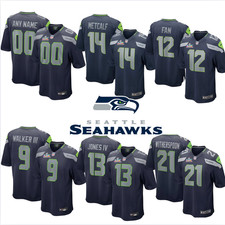 NWT Custom MEN'S Seahawks Super Bowl LX Patch Stitched Jersey Navy