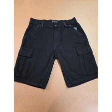 Men's Black Cargo Shorts with Multi-Pocket Utility Design Size 30