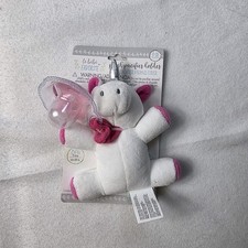 Le Bebe UNICORN Plush Lovey Pacifier Holder w Pacifier Soothie Binky Girl Pink