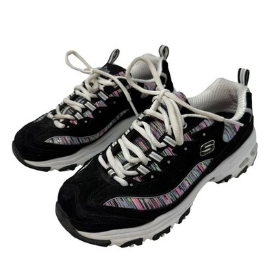 Skechers Women s 6.5 Black Multi D'lite Shoe Sneakers Casual 11978  Memory Foam