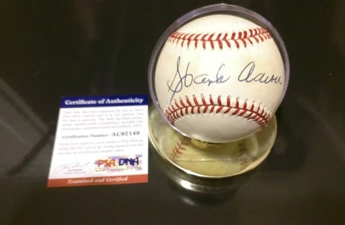 HANK AARON HOF Signed NL Baseball Braves SWEET SPOT PSA DNA COA #AC92149