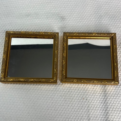 VTG Home Interiors & Gifts Grapevine Gold Square Wall Mirrors Set of 2 6"