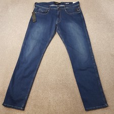 Image of Replay Mens Jeans 36x32 Blue Anbass M914 Slim Fit Stretch Denim Skinny W36 L32