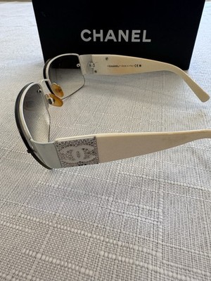 Chanel 4117-B Rimless Sunglasses White Crystal CC Gradient Gray
