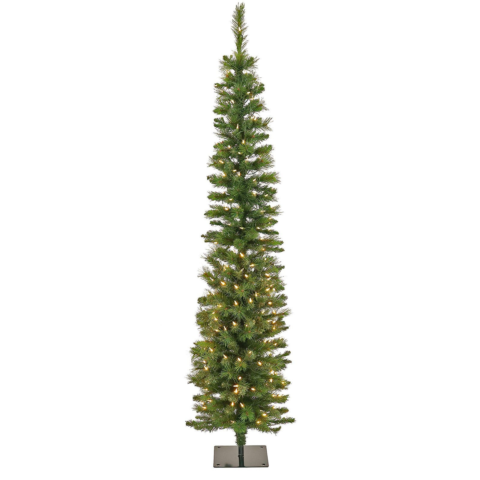 6 ft. Pre-Lit Nooksack Fir Pencil Slim Tree with LED Lights, Plug-In