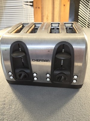 Chefman 4 Slice Stainless Steel Toaster Bagel Defrost Reheat