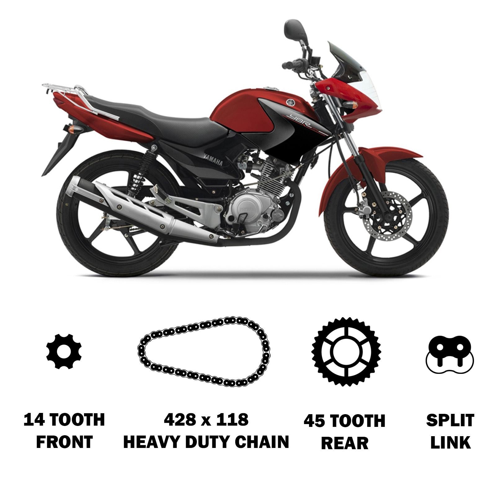 Kobura Chain & Sprocket Kit for Yamaha YBR 125 08-08