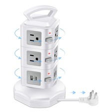 10-Outlet Power Strip USB C 20W Surge Protector  Retractable Extension Cord ...