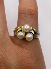 Vintage Cultured Pearl 925 Sterling Silver Ring
