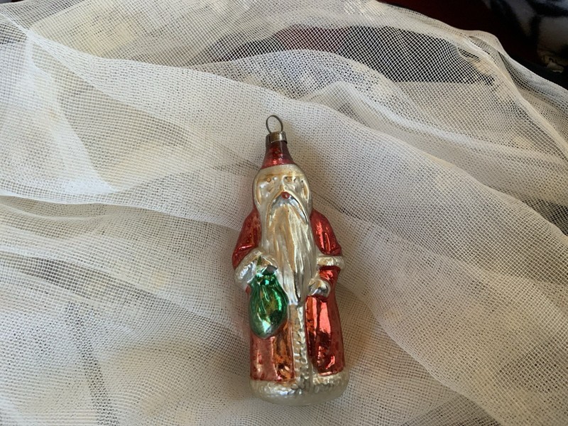 Vintage Antique Santa Claus Glass Christmas Ornament