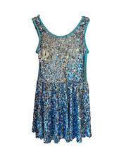 Weissman Dance Costume Child Large LC Turquoise Sequins 16343 Ultra Sparkle Tank