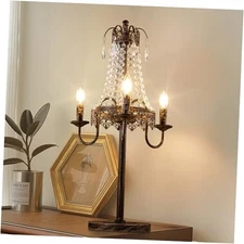  Crystal Table Lamp for Living Room, 3 Lights Bedside Table Lamp for Bedroom, 