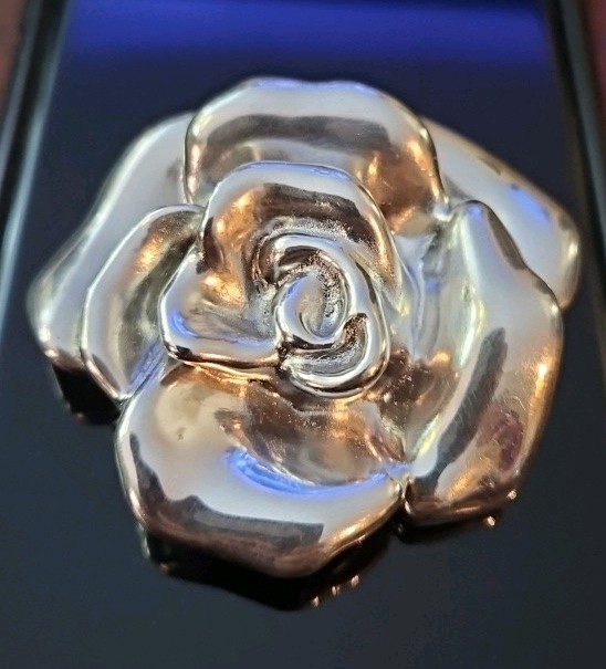 925 Stamped: Rare; Vintage, Sterling Huge Flower Rose Pendant/Brooch  