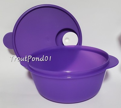 Tupperware Crystalwave 6 1/4 Cup Microwave Bowl Grape Purple w/ Vent Seal New