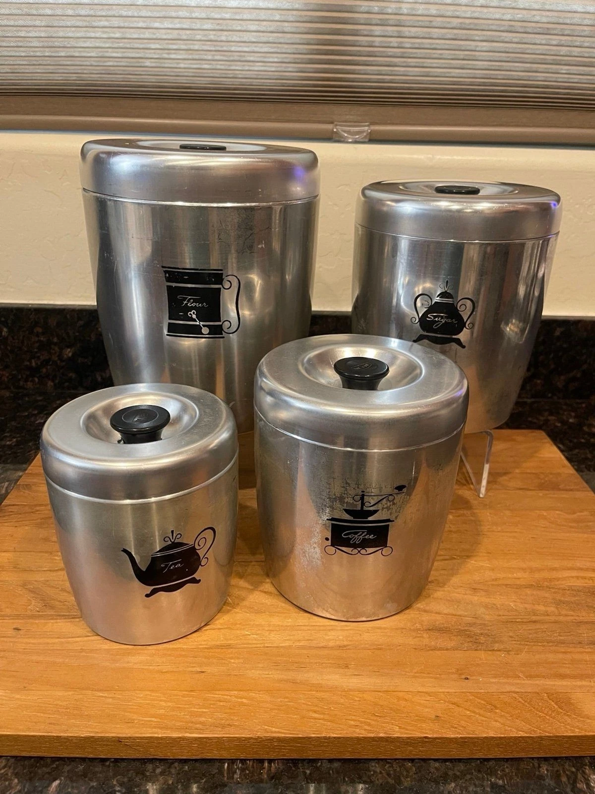 Vintage MCM Stackable 4 West Bend Canisters