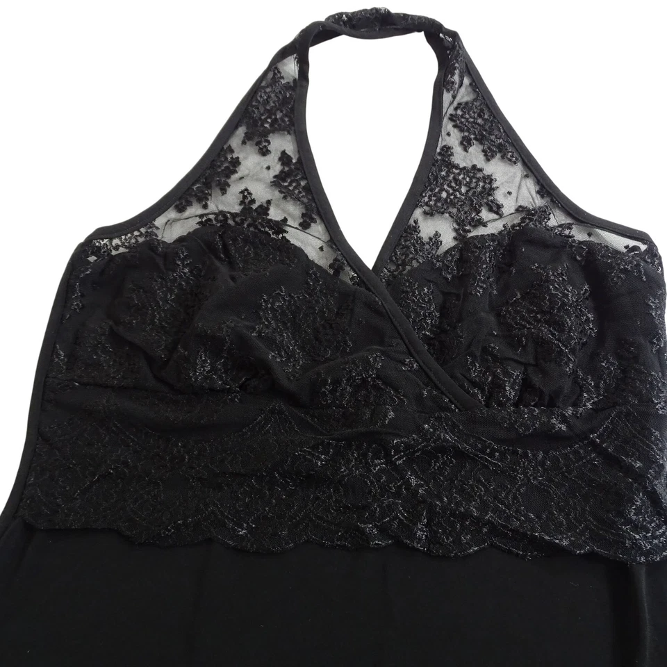 Top halter de encaje negro mercado negro de la Casa Blanca para mujer talla L sin mangas fiesta  Foto 2 de 4
