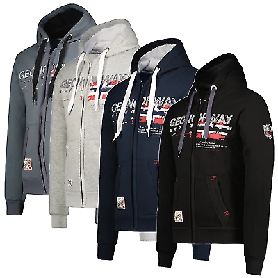 Geographical Norway Mens Hoodie GICELAND Full Zip Embroidery Logo 2 Pockets