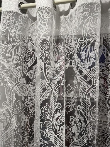 4 Madison Burnout Damasco Floral Transparente Cortina Panel Blanco 50"x84" - Imagen 2 de 5