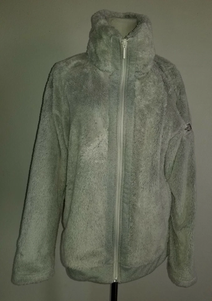 Chaqueta polar peluda The North Face para mujer talla L osito felpa mullida gris L3