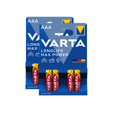 2x Varta LONGLIFE Max Power Batterien AAA Micro HR03 1,5V Batterien 4er Blister