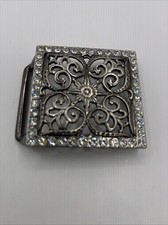 Square Shaped Heart Design Rhinestone Belt Buckle