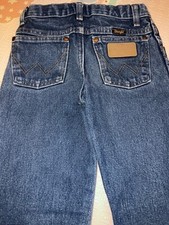 Boy s Size 8 Regular Wrangler Denim Jeans Adjustable Waist Dark Denim Straight