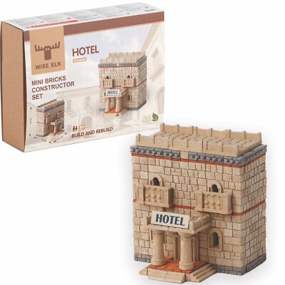 Wise Elk Hotel construction toy, real plaster bricks, gypsum house building 400