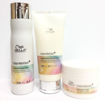 (3 PACK) Wella Color Motion Trio (Sham/Cond/Mask), 8.4, 6.7 & 5 oz