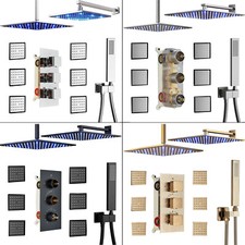 Luxury Rainfall LED Shower Head Combo Faucet Set Massage Body Jet Sprayer System